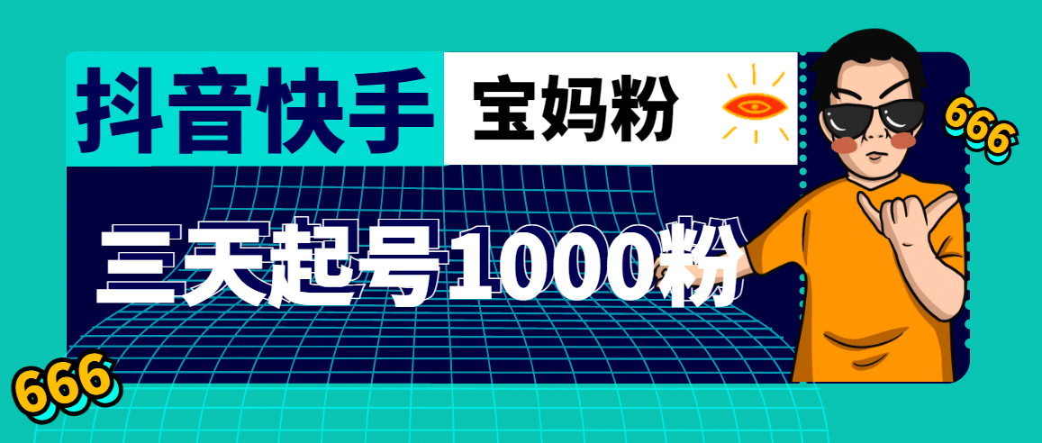 抖音快手三天起号涨粉1000宝妈粉丝的核心方法【详细玩法教程】-副业资讯大全