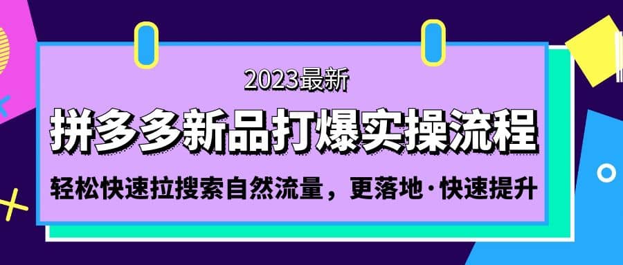 拼多多-新品打爆实操流程：轻松快速拉搜索自然流量，更落地·快速提升-起创副业网