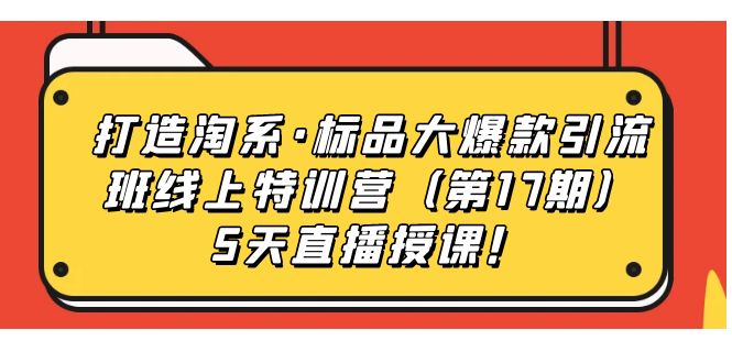 打造淘系·标品大爆款引流班线上特训营5天直播授课！-副业资讯大全