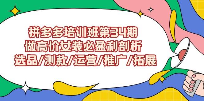 拼多多培训班第34期：做高价女装必盈利剖析  选品/测款/运营/推广/拓展-副业资讯大全