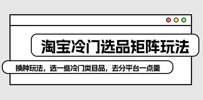 淘宝冷门选品矩阵玩法：换种玩法，选一些冷门类目品，去分平台一点羹-起创副业网