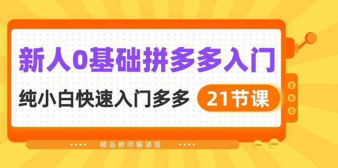 新人0基础拼多多入门，纯小白快速入门多多（21节课）-起创副业网