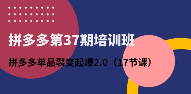 拼多多第37期培训班：拼多多单品裂变起爆2.0（17节课）-起创副业网